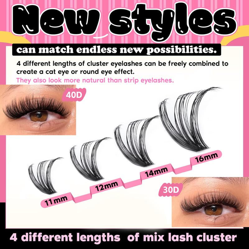 9-16Mm DIY Lash Extension Kit: 280Pcs Lash Clusters [Bond & Seal, Tweezers]