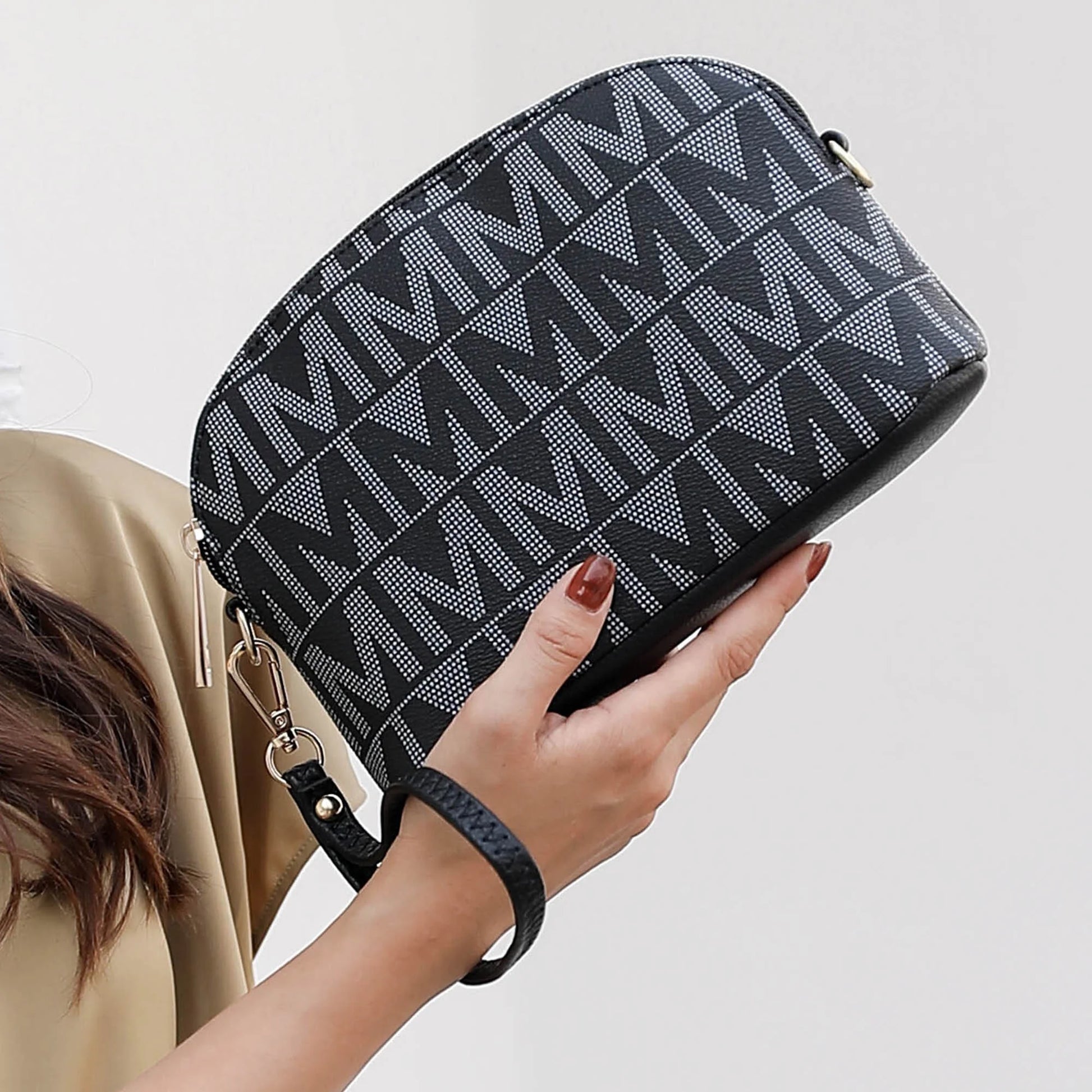 by Mia K. Marimar Women'S Tote Bag with Pouch and Wristlet, Signature 4 Piece Set - Tan